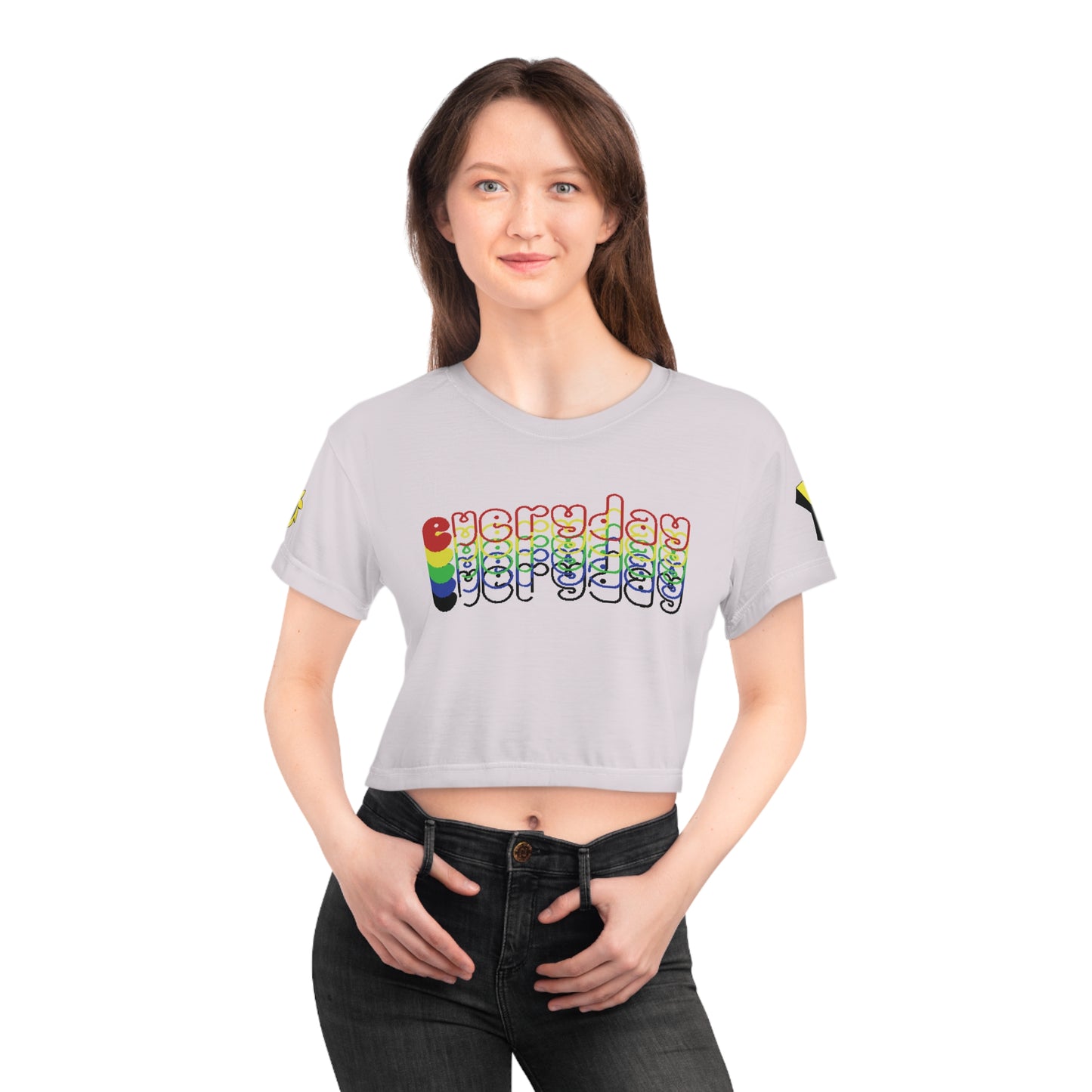 Crop Tee (AOP)-Rainbow